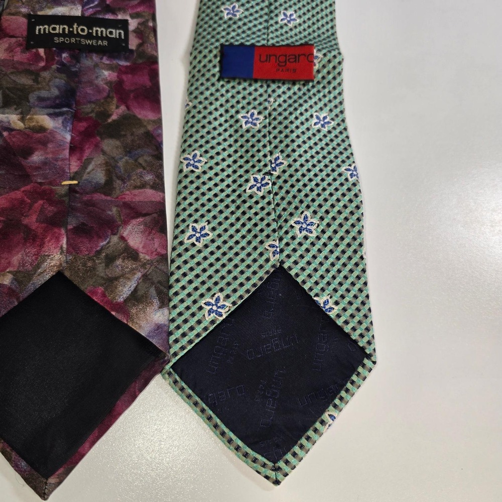 Designer Ties Bundle of 3 Ungaro Paris + Charles Ton Italy + Man to Man Floral - Picture 12 of 16